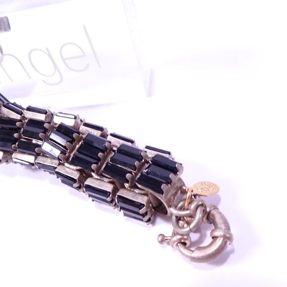 Neiman Marcus Lee Angel Women's Onyx Black Crystal Box Link Bracelet NWT 250 - Picture 5 of 16